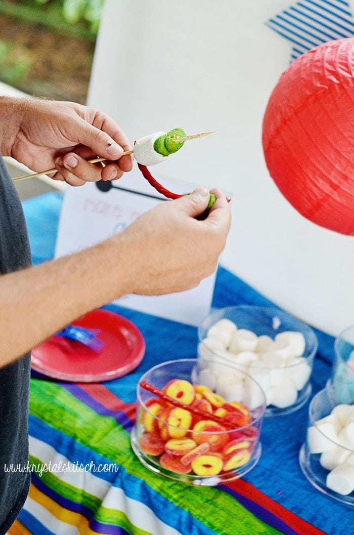 Host a Big Hero 6 Party at the Park and make your own candy kabobs!