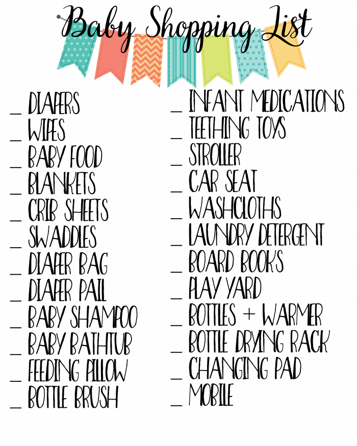 Printable Baby Checklist Things To Buy