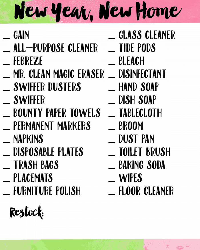 House Cleaning Supply List