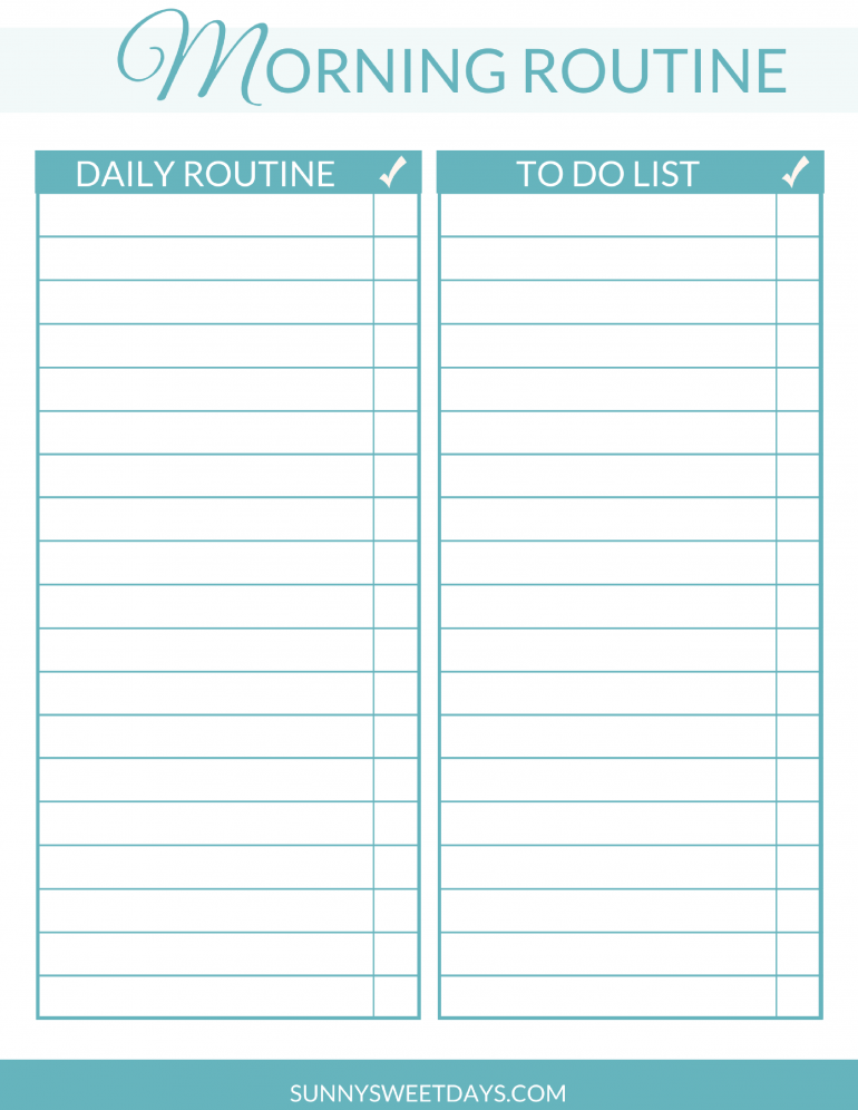 Daily Routine Chart For Adults