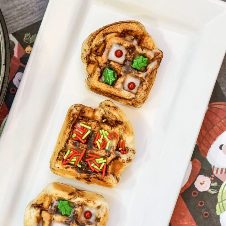 Christmas Cinnamon Roll Waffles