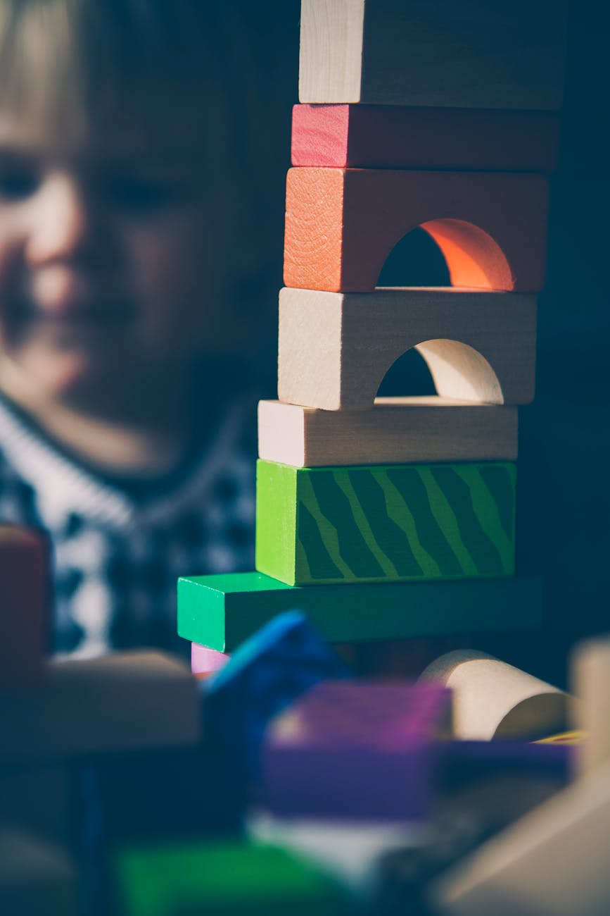 green and brown wooden blocks