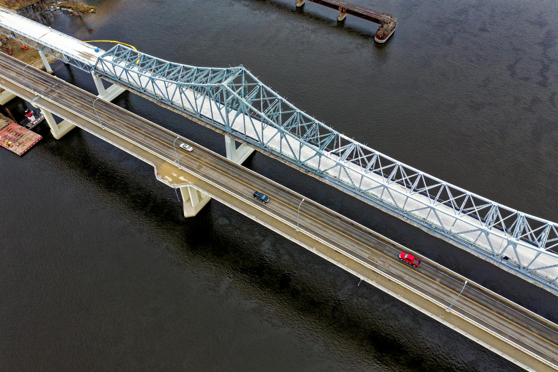 aerial shot of bridge