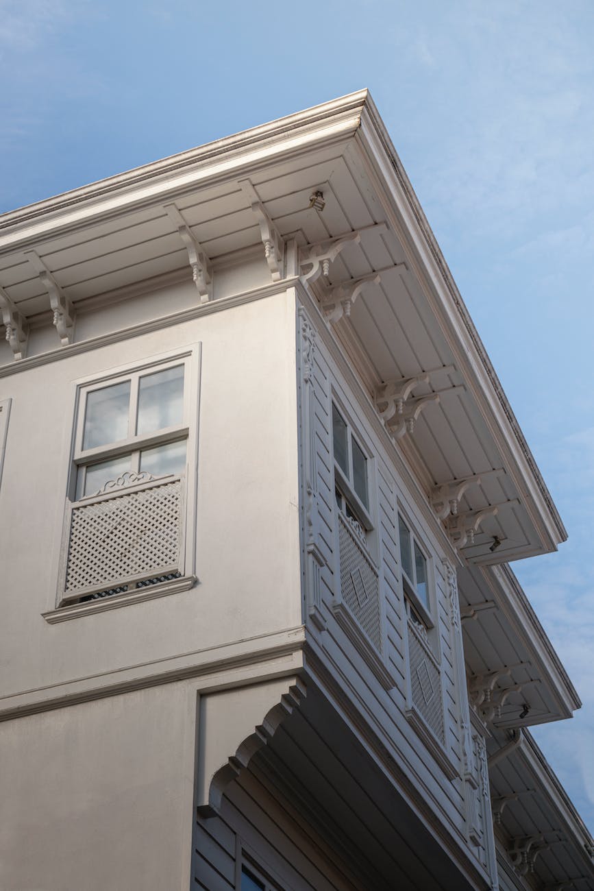 low angle shot of a white house corner
