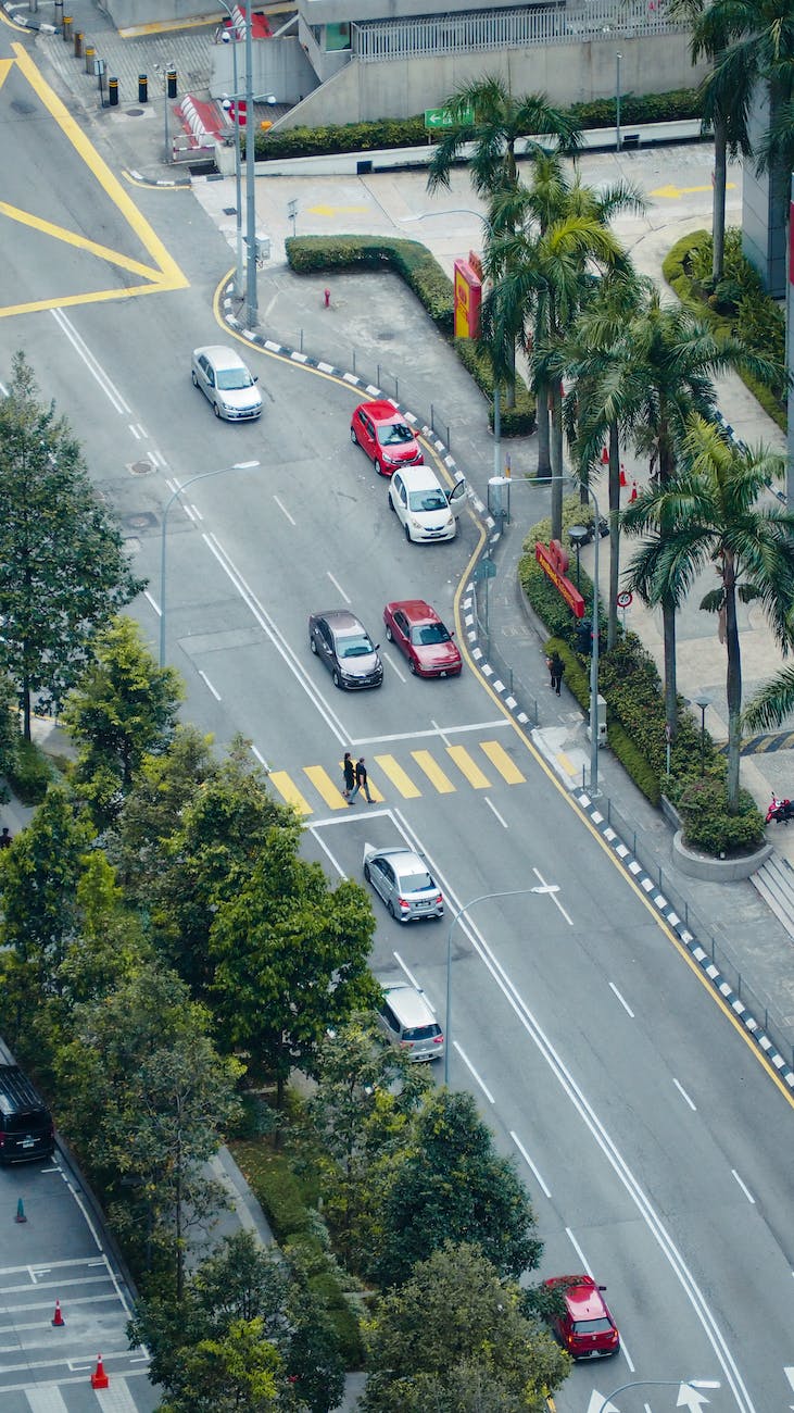 aerial view on a busy road