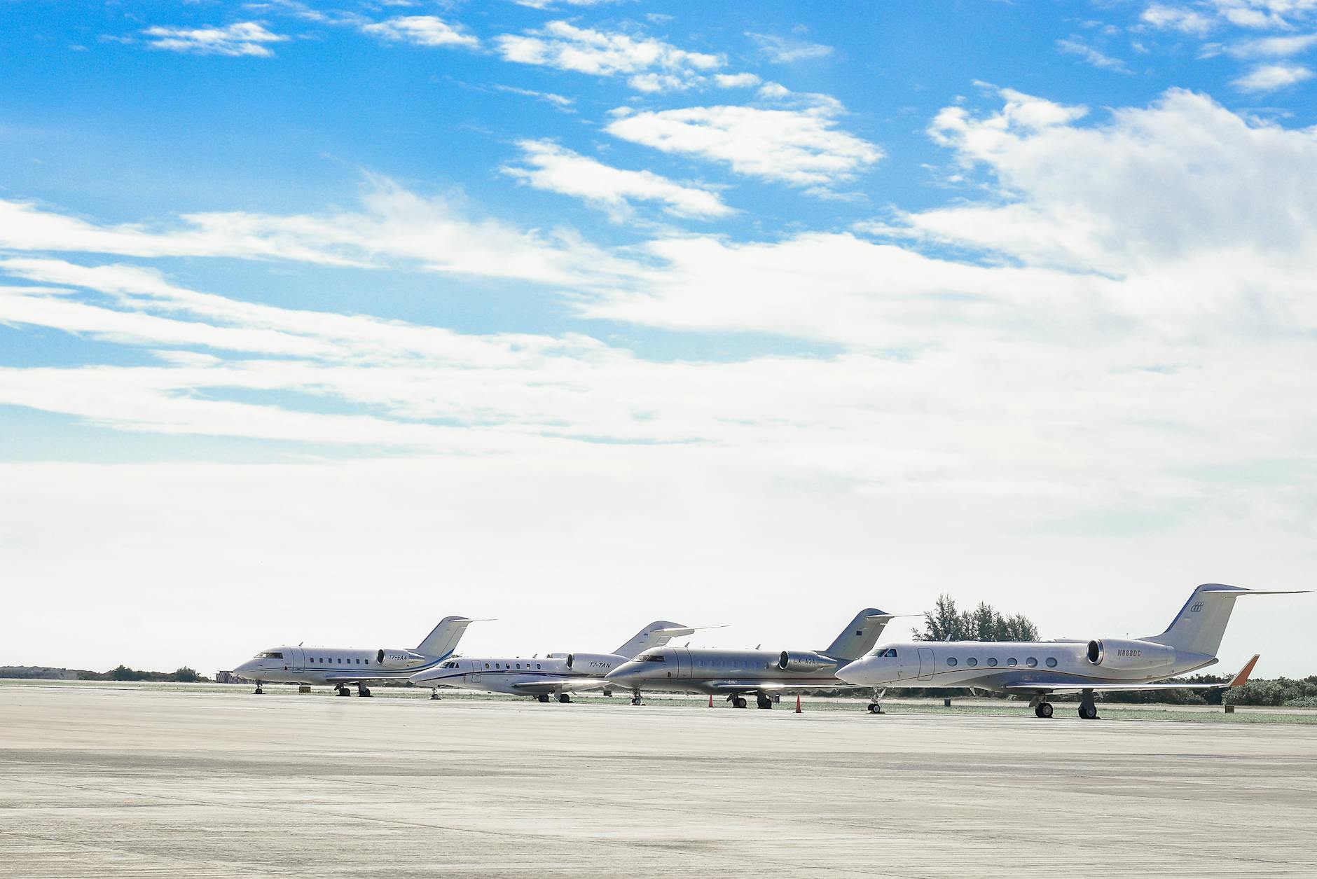 four white airliners