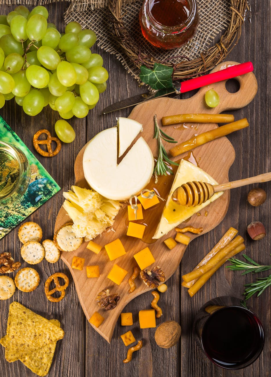 flat lay photography of baked foods