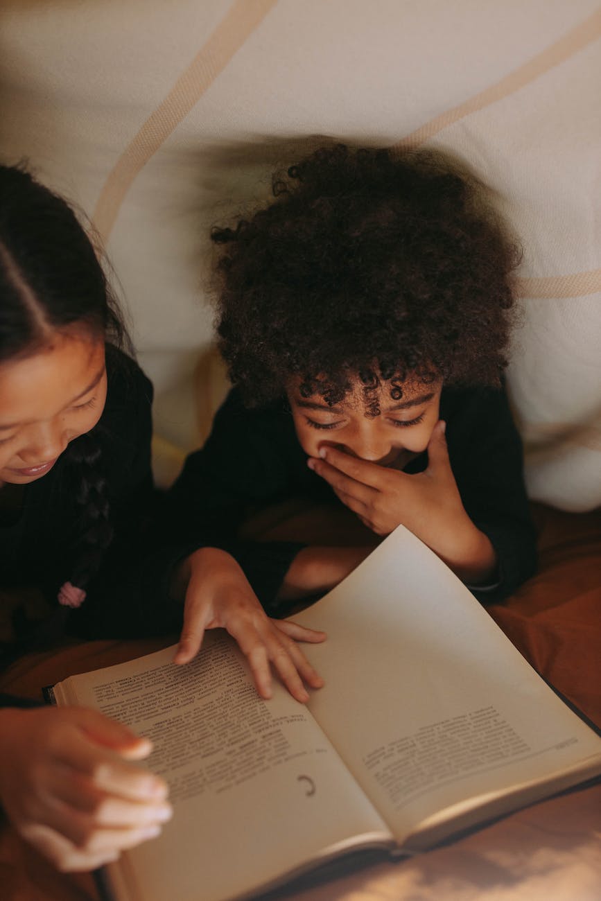 kids reading a book