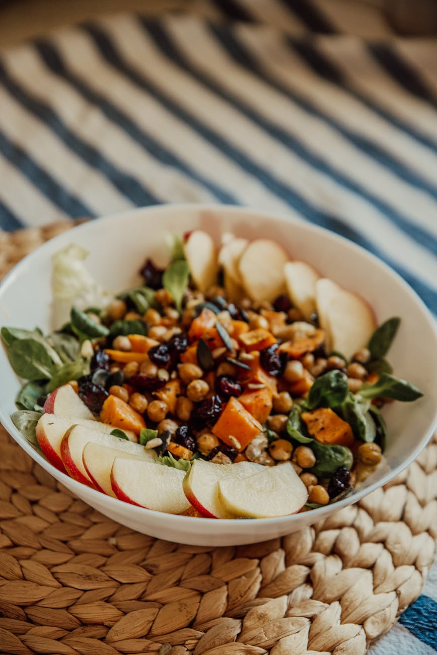 a bowl of chickpea salad