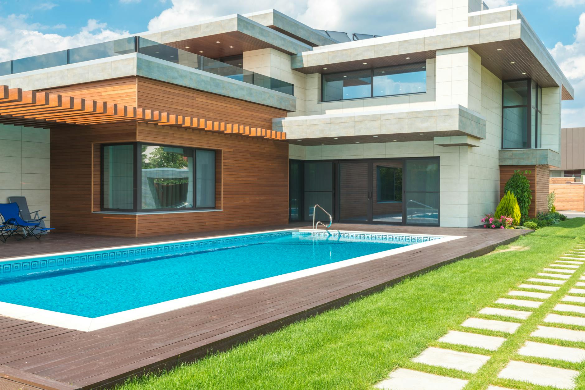 a modern house with swimming pool