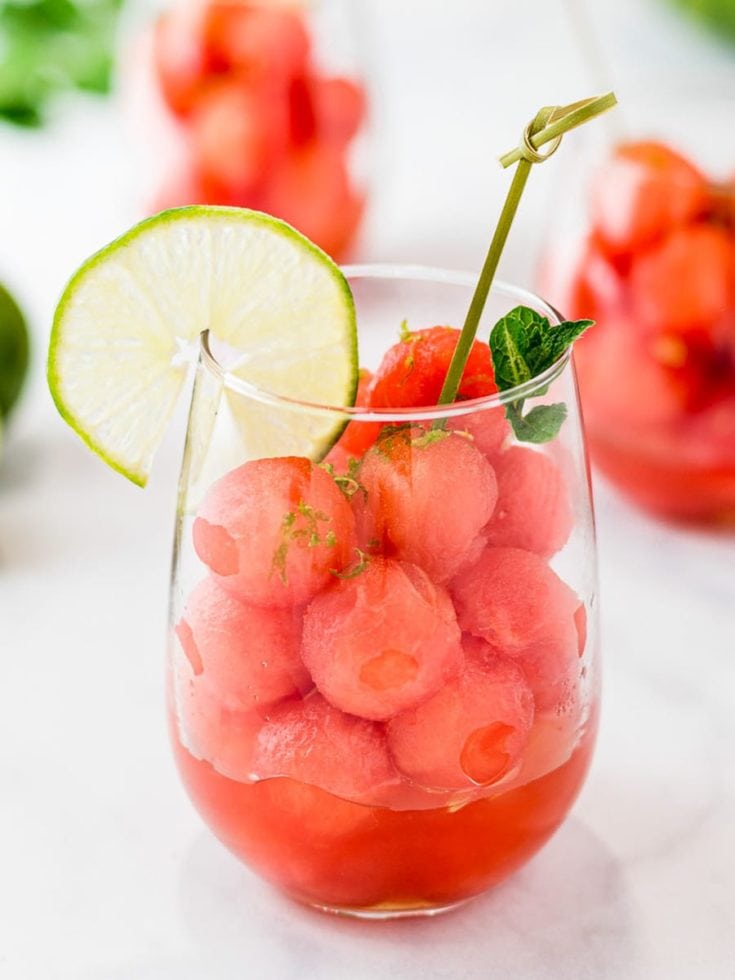 Image for Watermelon Balls with Lime and Mint Simple Syrup